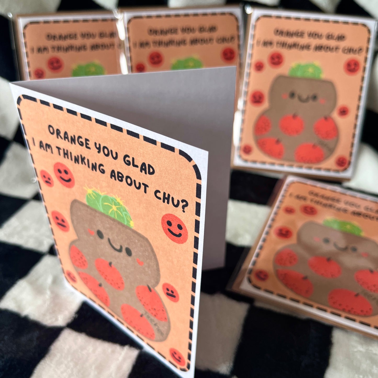 Orangy glad Little Forest Greeting Cards