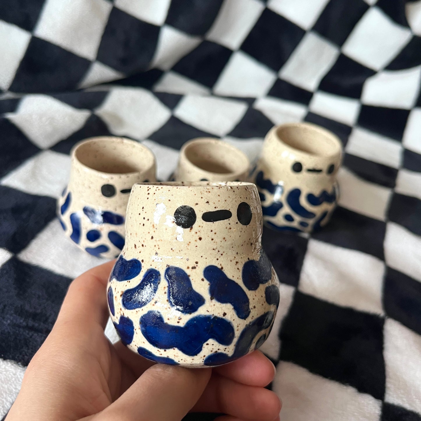 Navy Wiggle Espresso Cups