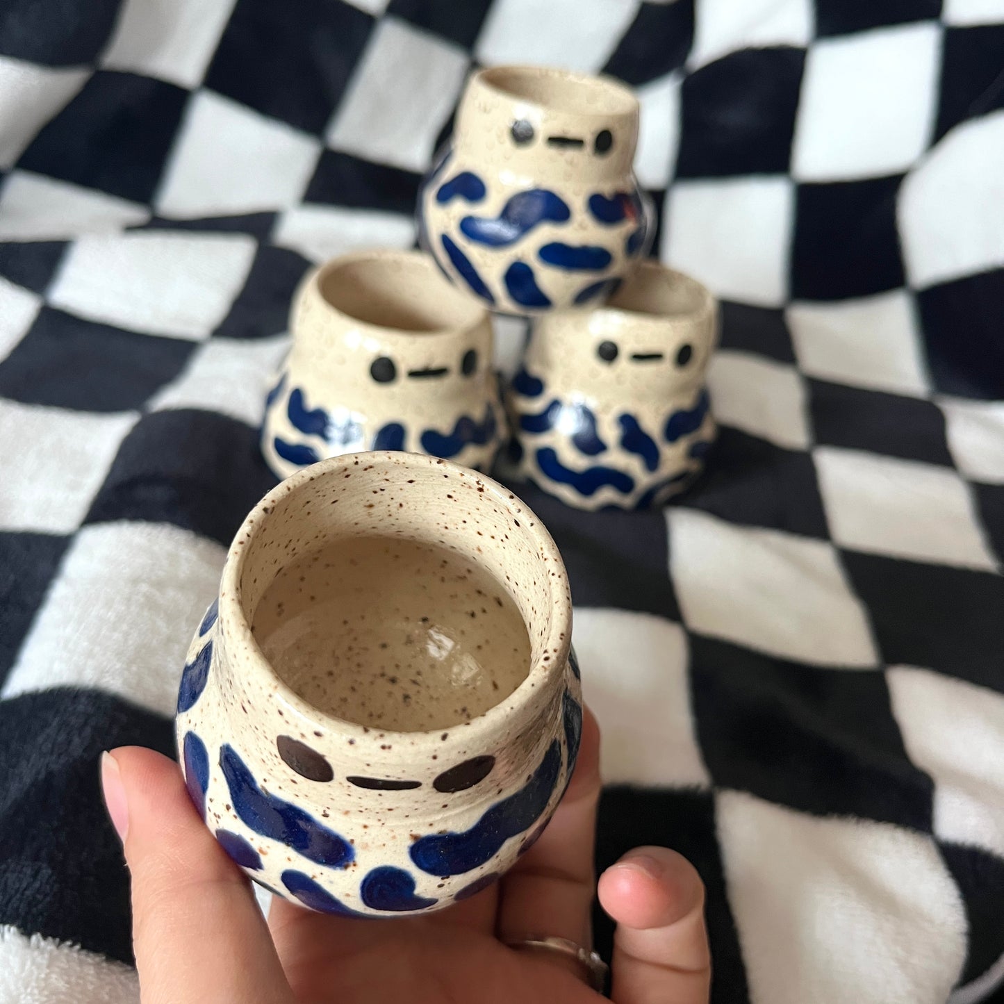 Navy Wiggle Espresso Cups