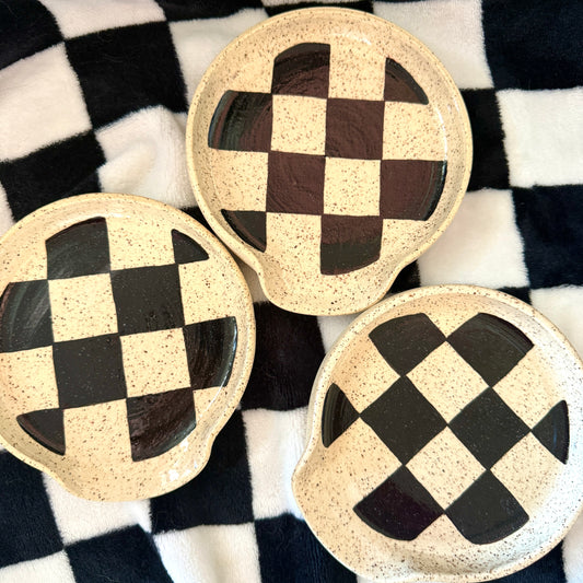 Black Checkered Spoon Rest