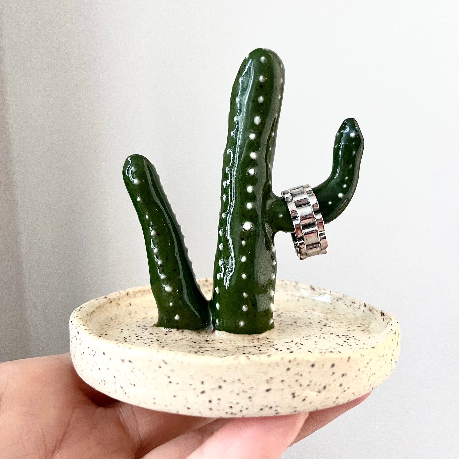 Porcelain Cactus Jewelry Holder - Homestead Timbers